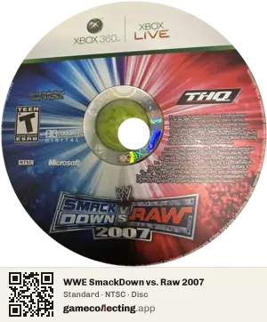 WWE SmackDown vs. Raw 2007 Xbox 360, NTSC disc