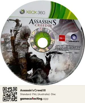 Assassin's Creed III Xbox 360, PAL disc