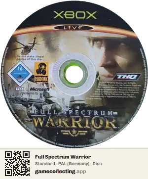 Full Spectrum Warrior Xbox, PAL disc