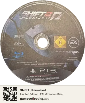 Shift 2: Unleashed PlayStation 3, PAL disc