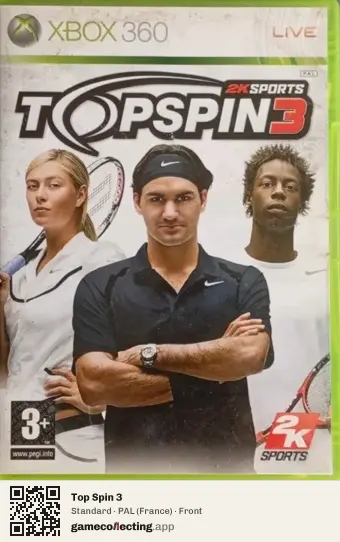 Top Spin 3 Xbox 360, France box front
