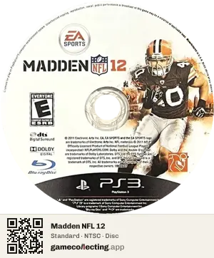 Madden NFL 12 PlayStation 3, NTSC disc