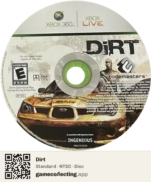 Dirt Xbox 360, NTSC disc