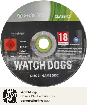 Watch Dogs Xbox 360, PAL disc