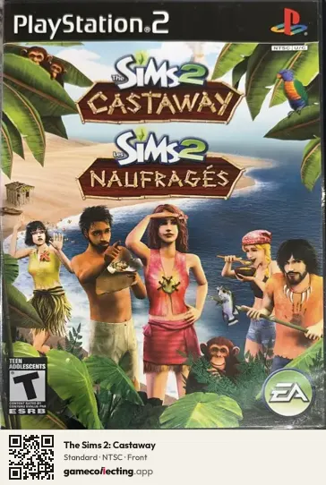 The Sims 2: Castaway PlayStation 2, NTSC box front
