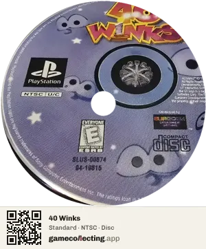 40 Winks PlayStation, NTSC disc
