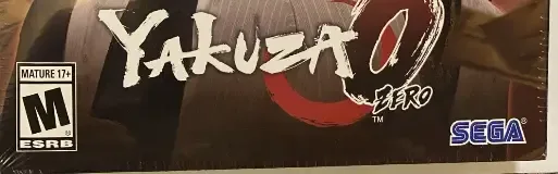 Yakuza 0, the ESRB box on its front