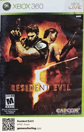 Resident Evil 5 Xbox 360, NTSC box front