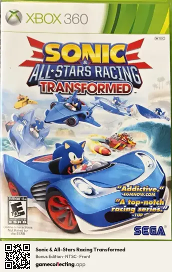 Sonic & All-Stars Racing Transformed Xbox 360, NTSC box front