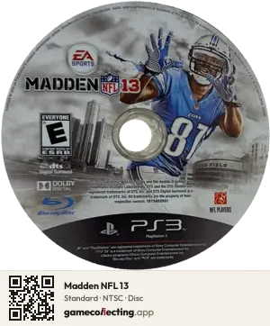 Madden NFL 13 PlayStation 3, NTSC disc