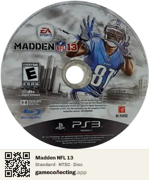 Madden NFL 13 PlayStation 3, NTSC disc