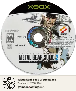 Metal Gear Solid 2: Substance Xbox, NTSC disc