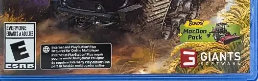 Farming Simulator 25, the ESRB box on its front