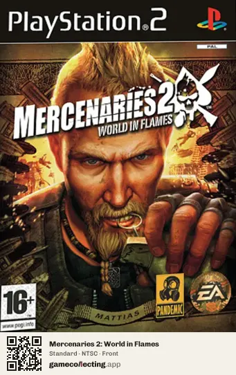 Mercenaries 2: World in Flames PlayStation 2, NTSC box front