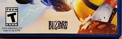 Overwatch, the ESRB box on its front