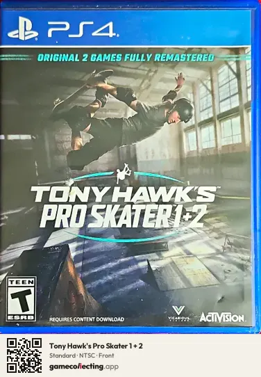 Tony Hawk's Pro Skater 1 + 2 PlayStation 4, NTSC box front