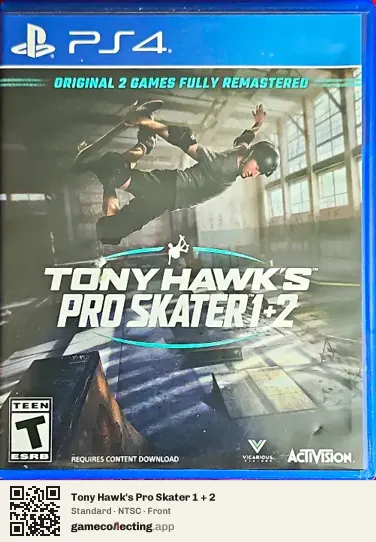 Tony Hawk's Pro Skater 1 + 2 PlayStation 4, NTSC box front