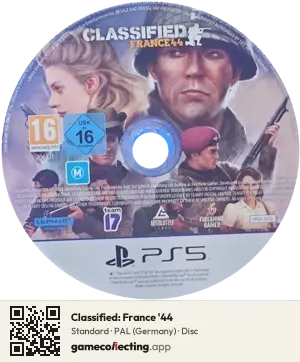 Classified: France '44 PlayStation 5, PAL disc