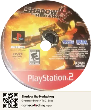 Shadow the Hedgehog PlayStation 2, NTSC disc