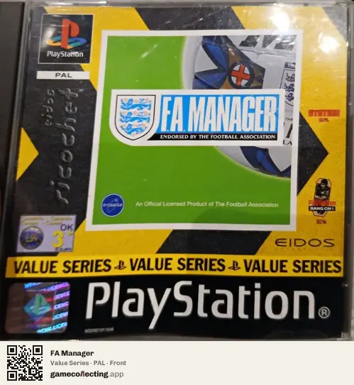 FA Manager PlayStation, PAL box front