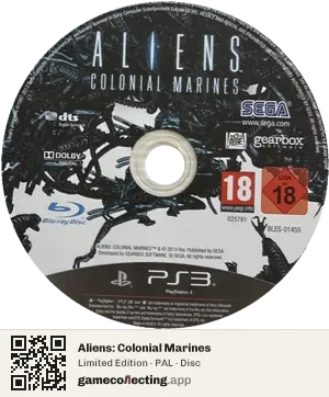 Aliens: Colonial Marines PlayStation 3, PAL disc