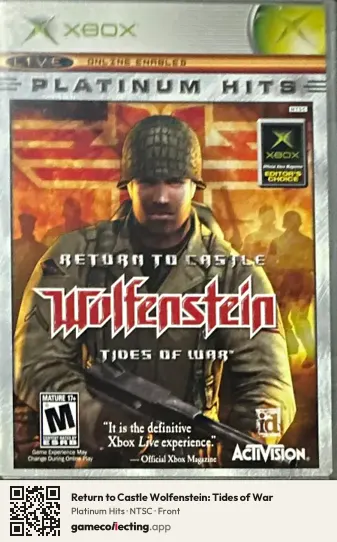 Return to Castle Wolfenstein: Tides of War Xbox, NTSC box front