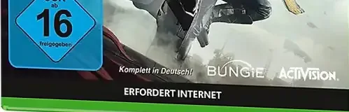 Destiny 2, the USK square on its front