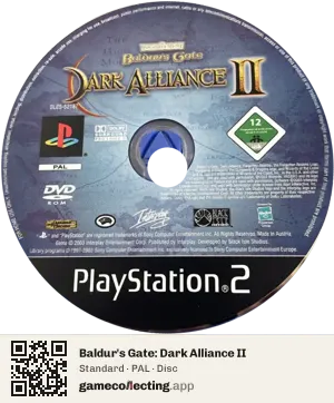 Baldur's Gate: Dark Alliance II PlayStation 2, PAL disc