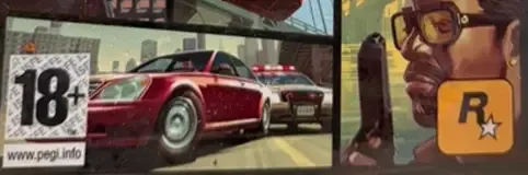 Grand Theft Auto IV, the PEGI square on its front