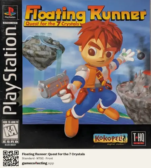 Floating Runner: Quest for the 7 Crystals PlayStation, NTSC box front