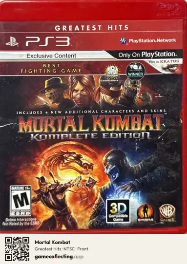Mortal Kombat PlayStation 3, NTSC box front