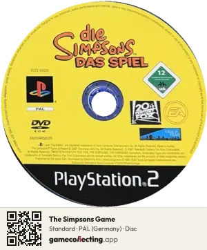 The Simpsons Game PlayStation 2, PAL disc