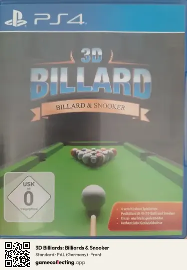 3D Billiards: Billiards & Snooker PlayStation 4, Germany box front