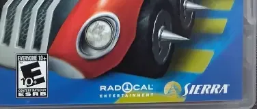 Crash Tag Team Racing, the ESRB box on its front