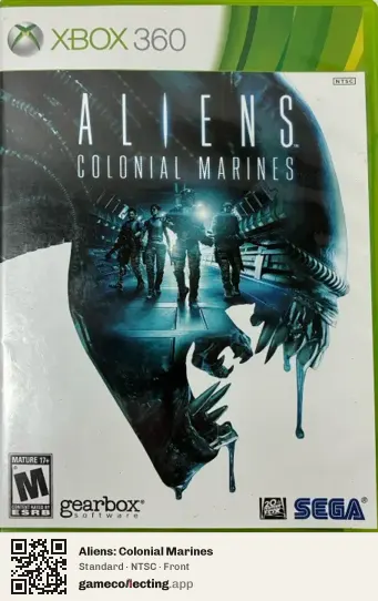 Aliens: Colonial Marines Xbox 360, NTSC box front