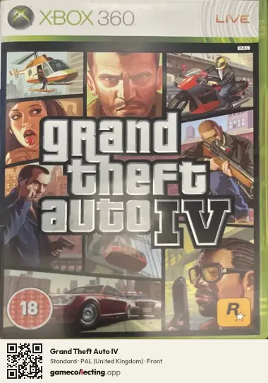 Grand Theft Auto IV Xbox 360, United Kingdom box front