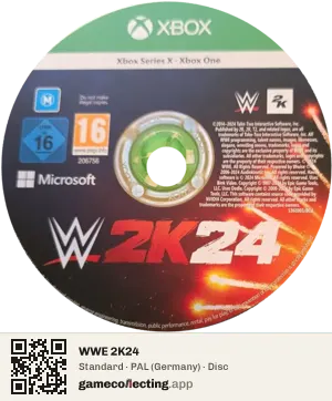 WWE 2K24 Xbox Series X, PAL disc