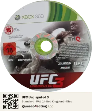 UFC Undisputed 3 Xbox 360, PAL disc