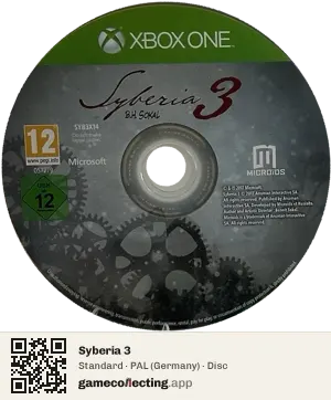 Syberia 3 Xbox One, PAL disc