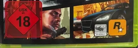 Grand Theft Auto V, the USK square on its front