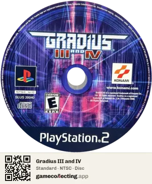 Gradius III and IV PlayStation 2, NTSC disc