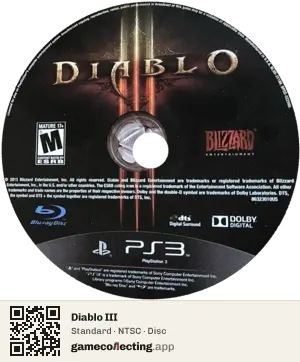 Diablo III PlayStation 3, NTSC disc