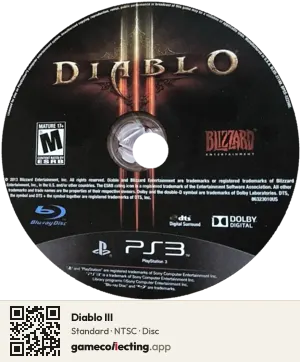 Diablo III PlayStation 3, NTSC disc