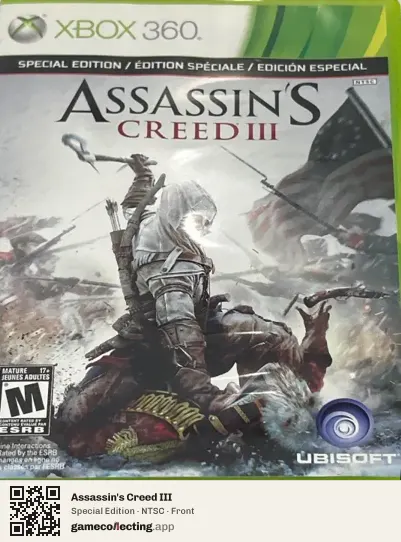 Assassin's Creed III Xbox 360, NTSC box front