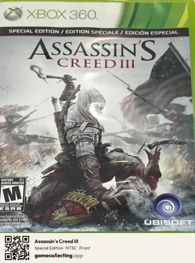 Assassin's Creed III Xbox 360, NTSC box front