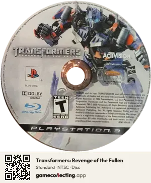 Transformers: Revenge of the Fallen PlayStation 3, NTSC disc