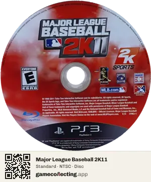 Major League Baseball 2K11 PlayStation 3, NTSC disc