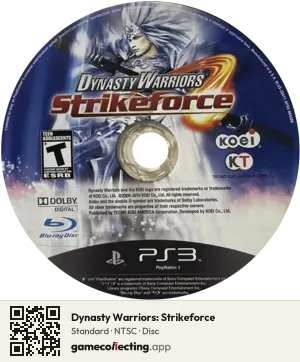 Dynasty Warriors: Strikeforce PlayStation 3, NTSC disc