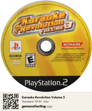 Karaoke Revolution Volume 3 PlayStation 2, NTSC disc