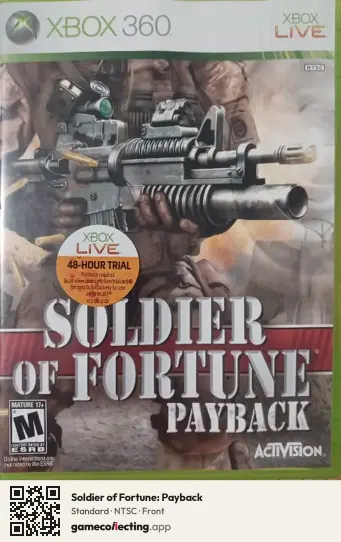 Soldier of Fortune: Payback Xbox 360, NTSC box front